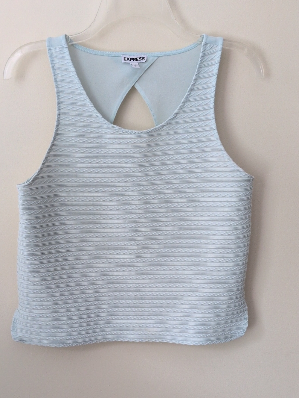 Express Pale Blue Textured Tank Top